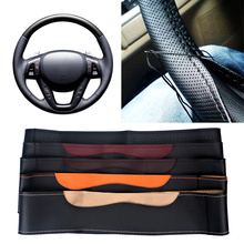 Capa protetora para volante de carro, 38cm, couro sintético, anti-deslizamento, universal, com fio agulha, acessórios para o interior do carro, estilo diy 2024 - compre barato