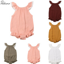 2019 Children Summer Clothing Newborn Infant Baby Girls Ruffle Bodysuit Lace Sleeveless Patchwork 100% Cotton Jumpsuit Outfits 2024 - buy cheap