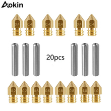 Aokin 3d bicos de impressora m6 latão extrusora bico cabeças impressão + 6 pçs 30mm comprimento extrusora 1.75mm tubo para mk8 makerbot reprap 2024 - compre barato