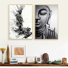 Poster abstrato zen buddha e tela de impressão, pintura de arte, imagens para parede para decoração da sala, decoração de casa, sem moldura 2024 - compre barato