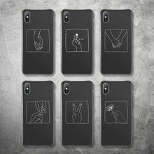 Lovebay Телефон чехол для iPhone 6 6s 7 8 Plus X XR XS Max 5 5S SE модный художественный линии Lover ручной мягкий чехол из ТПУ для iPhone X пара 2024 - купить недорого