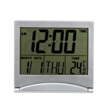 Dobrável despertador eletrônico relógios portátil data de hora temperatura temporizador mesa lcd digital decoração da sua casa 2024 - compre barato