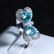 Anéis de casamento para as mulheres arco azul zircão anel azul zircão princesa micro-dril opala anel engagemenggt moda jóias presentes de amor 2024 - compre barato