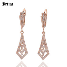 Irina-pendientes geométricos largos de circonita AAA con incrustaciones de Color rosa, para regalo, joyería coreana 2024 - compra barato