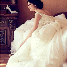 Роскошные свадебные платья принцессы белого цвета и цвета слоновой кости, свадебные платья из тюля с жемчугом, свадебное платье для свадьбы, индивидуальный заказ, размер 2019 2024 - купить недорого