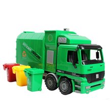 1:22 модель мусоровоза автомобиля с 3 мусорными баками для рук и глаз, развивающие игрушки, подарок на день рождения для детей ясельного возраста 2024 - купить недорого