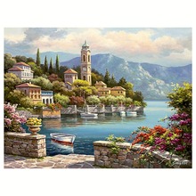 Full Square Diamond Embroidery Landscape 5D Diamond Painting River House Flowers Cross Stitch Diy Diamond Painting Landscape 2024 - buy cheap