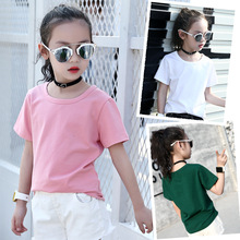 Children's clothing solid color casual cotton girls T-shirt 2020 summer new fashion short-sleeved round neck baby clothes 2024 - buy cheap