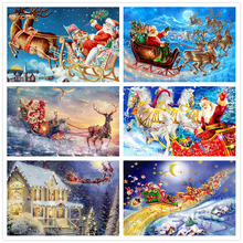 Pintura de diamantes artesanal de Santa Claus, punto de cruz 5D, mosaico de diamantes cuadrado, bordado de diamante paisaje, diamantes de imitación, regalo de Navidad 2024 - compra barato