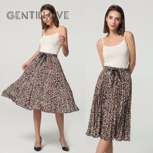 Gentillove Vintage Leopard Print Drawstring Tie Elastic Waist Skirts Women Casual Midi Skirt Female Summer Skirts 2019 Fashion 2024 - buy cheap