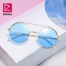 DENISA Sequins Round Glasses Sunglasses Women/Men 2019 Trendy Candy Clear Lens Vintage Eyewear UV400 lentes de sol mujer G23042 2024 - buy cheap