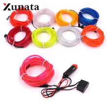 EL Wire 12V Neon Sign Flexible LED Light Strip Tube Waterproof Car Cigarette Party Clothing Wedding el wire + converter 1m 3m 5m 2024 - buy cheap