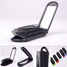 6 Colors  Travel Hair Comb Portable Folding Hair Brush With Mirror Compact Pocket Size Purse Travel Hairbrush Comb Styling Tool 2024 - buy cheap