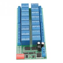 16-канальный релейный модуль RS485, релейная плата RTU, контроллер PLC, последовательный порт переключателя для arduino, 12 В постоянного тока 2024 - купить недорого