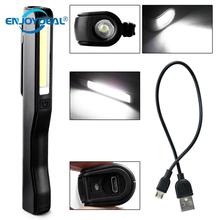 Lanterna de led cob magnética recarregável, portátil, luz de trabalho, suporte de 180 graus, pendurado, usb, lâmpada para camping, noite, caça 2024 - compre barato