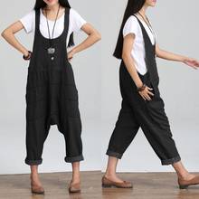 2020 New Celmia Women Denim Jumpsuits Summer Retro Rompers Casual Sleeveless Pockets Loose Long Playsuits Plus Size Overalls 5XL 2024 - buy cheap