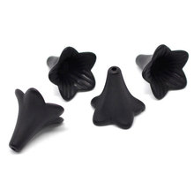 50Pcs Black Lily Flower Frosted Acrylic Beads 22x21mm(B14820) 2024 - buy cheap