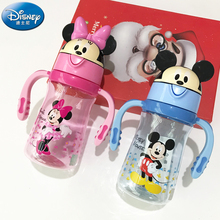 Disney-vasos de algodón con pajita para bebé, botella de Mickey con asa, para beber al aire libre, 270ml 2024 - compra barato