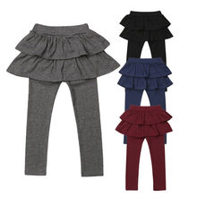 Модные однотонные леггинсы юбка-брюки с многослойной юбкой для маленьких девочек на осень и зиму, теплые брюки-кюлоты для детей возрастом от 1 года до 4 лет, для детей ясельного возраста, для детей, девочек, на 2024 - купить недорого