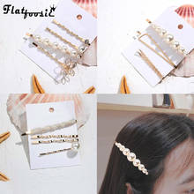 Flatfoosie New  4Pcs/Set Korea Fashion Imitiation Pearl Hair Clip Barrettes for Women Girls Handmade Pearl Hairpins Accessories 2024 - buy cheap