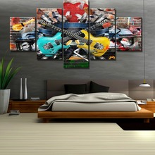 5 Piece HD Print Large Guitar Graffiti Musical Instruments Cuadros Paintings on Canvas Wall Art for Home Decorations Wall Decor 2024 - buy cheap