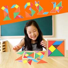 Детская деревянная головоломка Танграм игрушка Монтессори Геометрическая форма деревянная доска DIY Дети раннего образования игрушка подарок 2024 - купить недорого
