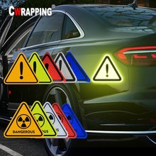 Высокая видимость Авто светоотражающие наклейки автомобиля треугольник предупреждающая этикетка самоклеющиеся дальнего отражения декоративные наклейки 2024 - купить недорого