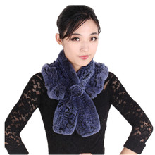 women's winter scarf luxury fur scarf of real rex rabbit fur neck warmer fur collar 6 colors  blue ladies Real fur scarf H183 2024 - buy cheap