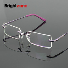 Brillante Zone-gafas ópticas para miopía para mujer, montura de Metal sin montura, gafas transparentes ópticas plateadas y doradas, Retro 2024 - compra barato