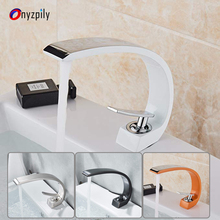 Onyzpily Bath Basin Faucet Brass Chrome Faucet Brush Nickel Sink Mixer Tap Vanity Hot Cold Water Bathroom Faucets 2024 - buy cheap