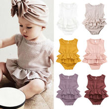 Summer Newborn Kid Baby Girl Clothes Sleeveless Romper Tutu Ruffled Soft Cotton&Linen Outfit Toddler Clothes 2024 - buy cheap