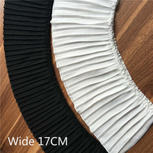 17CM Wide Luxury White Black Pleated Chiffon Fold Lace Ruffle Trim Ribbon Dress Collar Lace Applique Guipure For Sewing Supplies 2024 - buy cheap