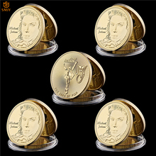Coleção de moedas comemorativas cabeça de ouro 5 familiar king pop king michael jackson dança dos eua 2024 - compre barato