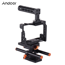 Andoer câmera gaiola + alça superior + 15mm haste placa base kit estabilizador de vídeo liga alumínio com sapata fria montagem para sony a7 câmera 2024 - compre barato