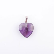 RONGZUAN Natural Amethysts Gem Stone Lovers Love Heart Bead Reiki Chakra Healing Pendant Necklace Jewelry TN3437 2024 - buy cheap