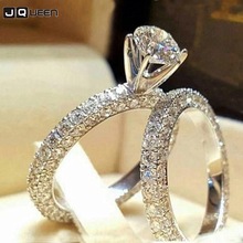 New 2 pieces Women Pave Crystal Wedding Ring Full Zircon Female Delicated Engagement Rings Jewelry 2024 - buy cheap