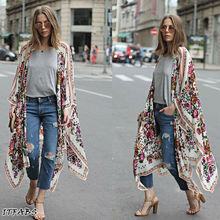 Women Summer Vintage Floral Loose Shawl Long Kimono Cardigan Blouses Ladies Boho Long Sleeve Shirt 2024 - buy cheap