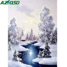 AZQSD Diamond Painting Winter Full Square 5D DIY Diamond Mosaic River Home Decor Diamond Embroidery Snow Tree Needlework 2024 - buy cheap