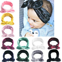 Cinta de pelo de terciopelo para niñas pequeñas, Diadema con lazo sólido, accesorios 2024 - compra barato