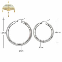 Large Earrings Thick Ladies Earrings Simple Stainless Steel Material Can Be Customized Silver color 2 Design Jewelry 2024 - buy cheap