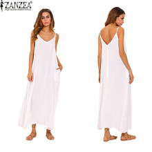 Sexy V-neck Dress Women 2020 ZANZEA Summer Beach Sundress  Maxi Robe Dresses Female Spaghetti Strap Party Vestidos Plus Size 2024 - buy cheap