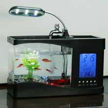 DADYPET мини USB LCD настольная лампа свет аквариум светодиодные часы 1.5л аквариум пластиковые и металлические аквариумные рыбки продукт 2024 - купить недорого
