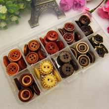 Conjunto de botões de madeira para crianças, 149165,10, 100 peças, 15mm, roupas, botões, acessórios, arte artesanal, acessórios de roupas 2024 - compre barato