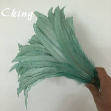 Free Shipping 100pcs 10-12inch Natural Mint Green Rooster Tail Feather, Accessories for Rooster Feather Ornament 2024 - buy cheap