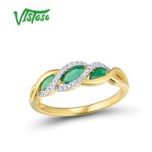 Vistoso anéis de ouro brilhante, anel de ouro mágico esmeralda brilhante 14k 585 joias finas de noivado para mulheres 2024 - compre barato