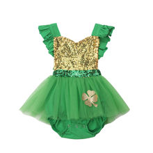 Новое поступление, кружевное платье-комбинезон с блестками для новорожденных девочек, платье-пачка для малышей 2024 - купить недорого