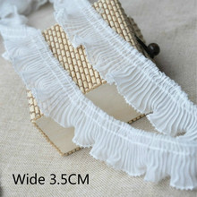 3.5CM Wide Pleated Chiffon Lace Elastic Folded Sewing Collar Applique Embroidery Ribbon Trim Edge For Garment Dress Fringe Decor 2024 - buy cheap