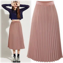 Queechalle Women Chiffon Pleated Skirt Elastic High Waist Tutu Skirts Women's Summer 2021 Fashion Woman Skirts Jupe Femme Pink 2024 - buy cheap