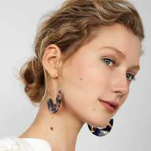 New Fashion Leopard Grain Big Hook Acrylic Earrings For Women Vintage Semicircle Resin Drop Earring Long Brincos Party Jewelry 2024 - buy cheap