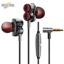 KISSCASE In-Ear 3.5mm Earphone For iPhone Dual Drive Headset For Huawei HIFI Sports Dynamic Stereo Earphone For Samsung Earbud 2024 - buy cheap